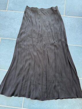 Reformation Black Flowing Midi Skirt